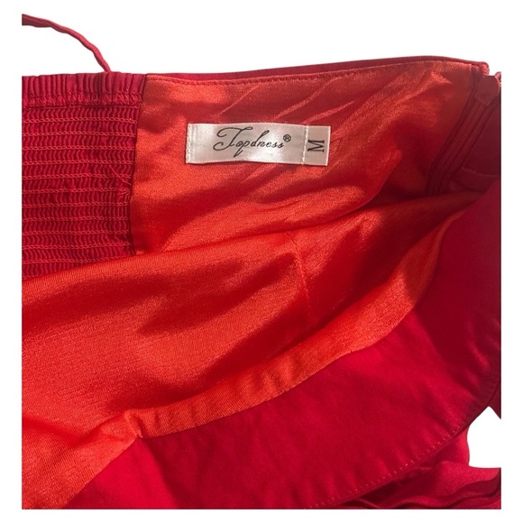 Red Halter A-Line Pleated Dress - Picture 5 of 6